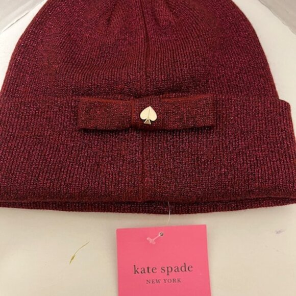 Kate Spade Accessories - Kate Spade metallic rib bow beanie.